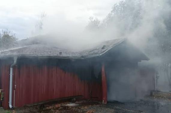 Pożar budynku rekreacyjnego w Karśnicach